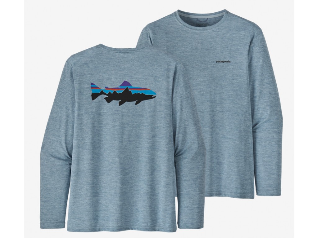 T-Shirt Patagonia A Manche Longue Cap Cool Daily Fish Graphic Steam Blue X  Dye| Chemises & T-Shirt Pêche | DPSG